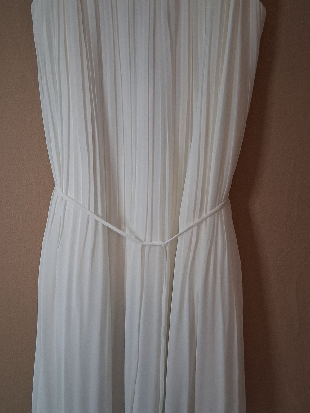 Naked Zebra Ivory Strapless Pleated Mini with Self-Tie Waist